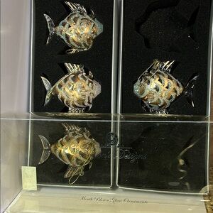 Vintage Season’s Design Mouth Blown Glass Ornaments 4 Fish